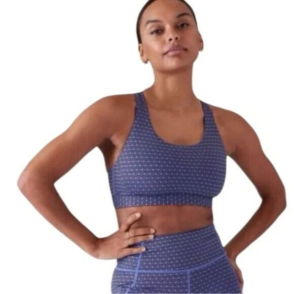 Athleta Blue Ultimate Ease Medium Impact Sports Bra D-DD Cup Extra Large NWOT - Picture 1 of 8